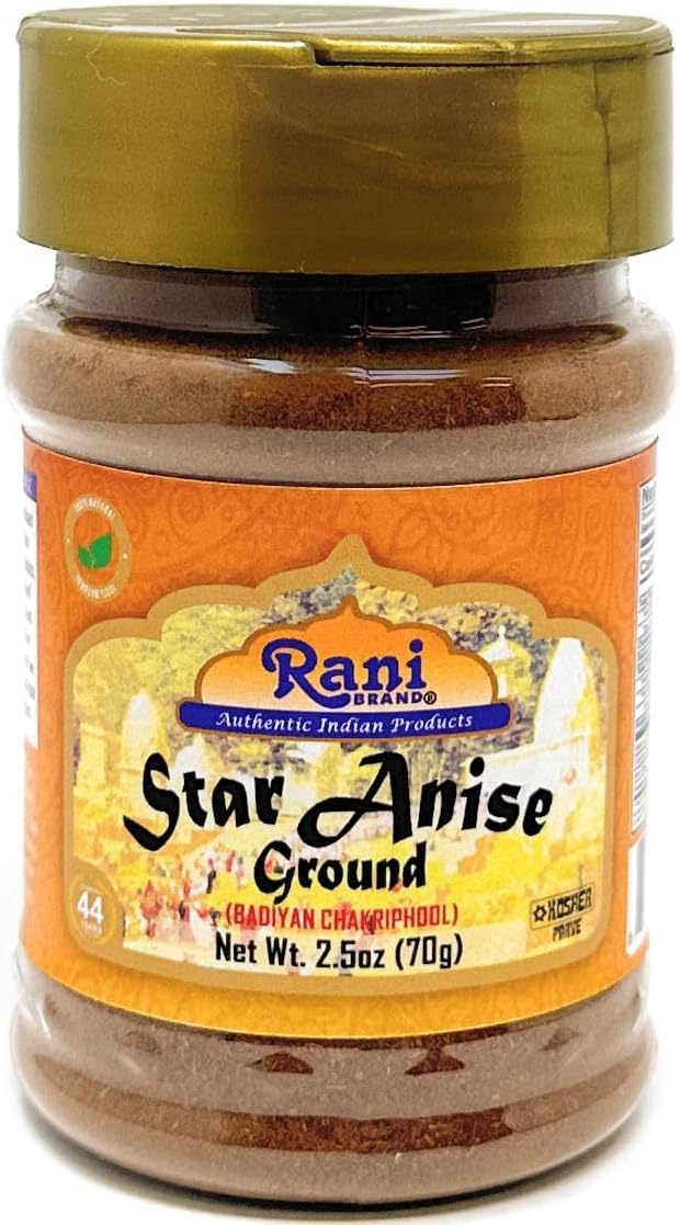 Rani Star Anise Powder (Badian Khatai) Ground Spice 2.5oz (70g) PET Jar ~ All Natural | Gluten Friendly | NON-GMO | Kosher | Vegan | Indian Origin
