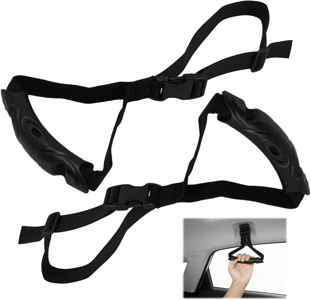 Car Handle Strap, 2 Pack Auto Cane Grab Bar with Adjustable Polyester Webbing and PVC Handles, Portable Standing Aid for Cars, Trucks, SUVs, Jeeps, Seniors, Pregnant Women and Injured Individuals