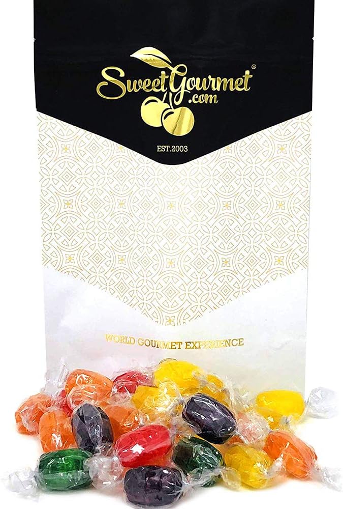 SweetGourmet Assorted Fruit Barrels | Wrapped | Bulk Hard Candy | 1 Pound