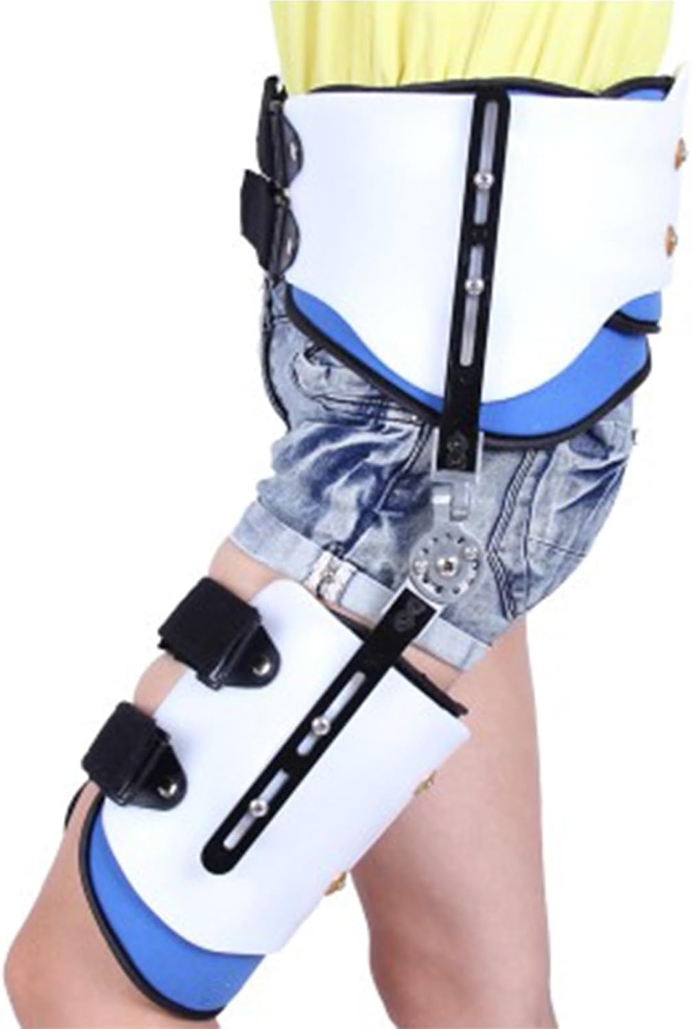 Adjustable ROM Hinged Hip Joint Abduction Orthosis Leg Brace Articulated Hip Joint Fixation Bracket Thigh Fracture Protector for Surrounding Soft Tissue Injuries