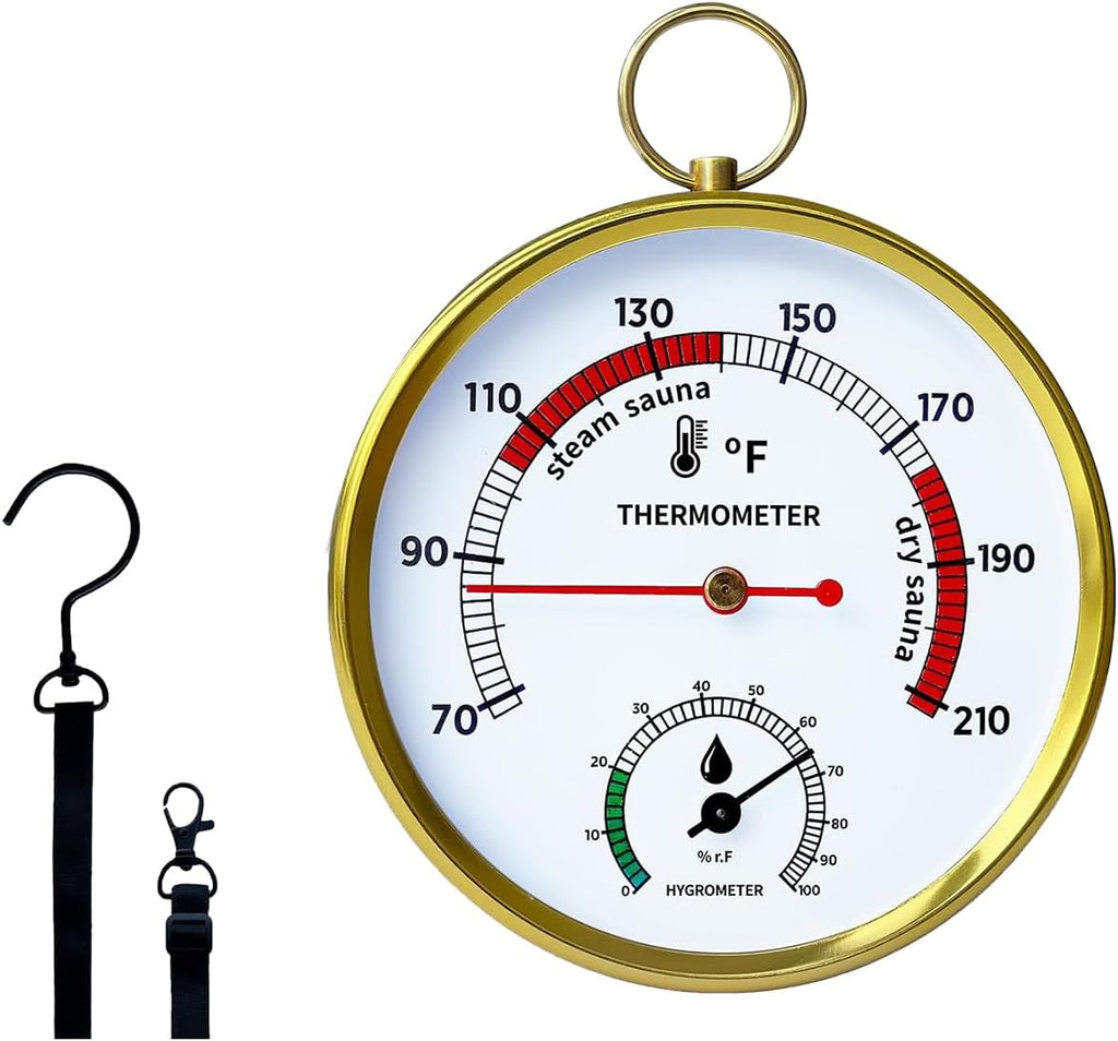 Sauna Thermometer Fahrenheit and Hygrometer 2-in-1,Sauna Temperature Gauge with Lanyard,Hanging Indoor Humidity Temperature Monitor,Infrared Steam Sauna Room Accessories for Home Spa