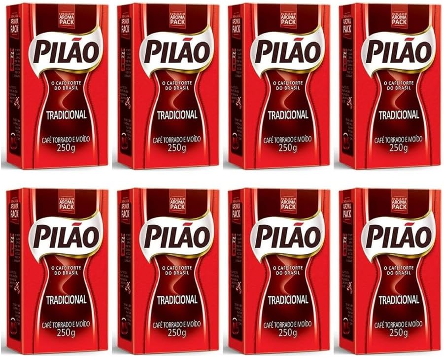 Coffee Rost and Ground - Café Torrado e Moído- Pilao 8.8oz. 250g - GLUTEN-FREE - PACK OF 08