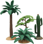 Cabilock 4Pcs Miniature Landscaping Tree Decor Lifelike Artificial Palm, Banyan & Cactus Models Small Fake Plants for Diorama, DIY Craft Scenes, Sand Table & Dollhouse Accessories