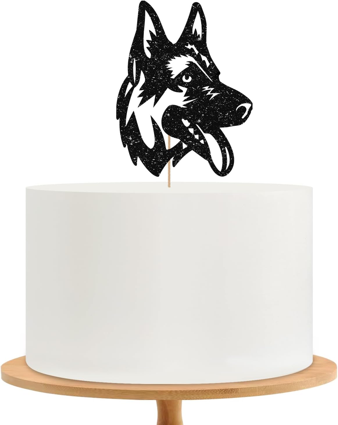 German Shepherd Cake Topper, Dog Birthday Cake Decor, Black Glitter Puppy Face Cake Topper for Kids, Pet Themed Birthday/Adoption Day Party Decoration