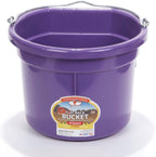 Little Giant® Flat Back Plastic Animal Feed Bucket | Animal Feed Bucket with Metal Handle | Horse Stall Feeding and Watering Supplies (Purple, 8 Quart)