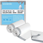 15 Gallon Tall Kitchen Trash Bags Drawstring - 1.2 Mil Thick White Garbage Bag for Office Kitchen, 45 Count
