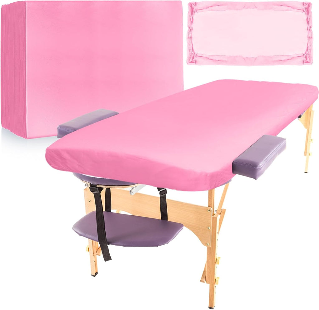 Mixweer 30 Pcs 39" x 87" Disposable Massage Table Sheets Fitted Non Woven Spa Bed Cover Bed Sheets Breathable Not Oil Proof Massage Table Protective Cover for Beauty Salon Facial Body(Pink)