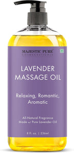 MAJESTIC PURE Lavender Massage Oil for Massage Therapy - Refreshing, and Relaxing - Natural Oils with Lavender Essential Oil - for All Skin Types - Men and Women Massage Lotion - 8 fl oz