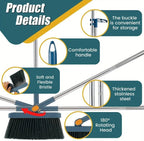 2-in-1 Broom with Dustpan Combo Set,Long Handle Broom Dustpan Combo with Dustpan Teeth to Automatically Clean Hair for Home, Indoor or Outdoor Cleaning Hall Floor (Blue)
