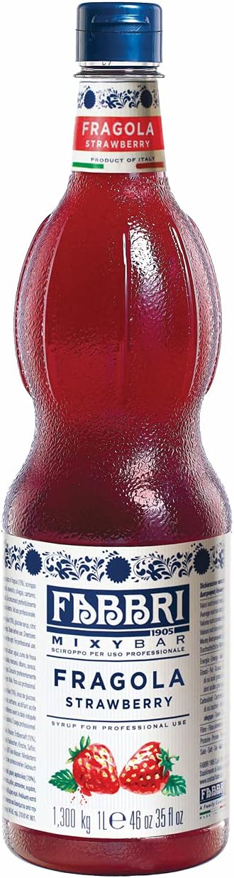 Fabbri Flavoring Syrup, Strawberry, Made in Italy, 33.8 Ounce (1 Liter)