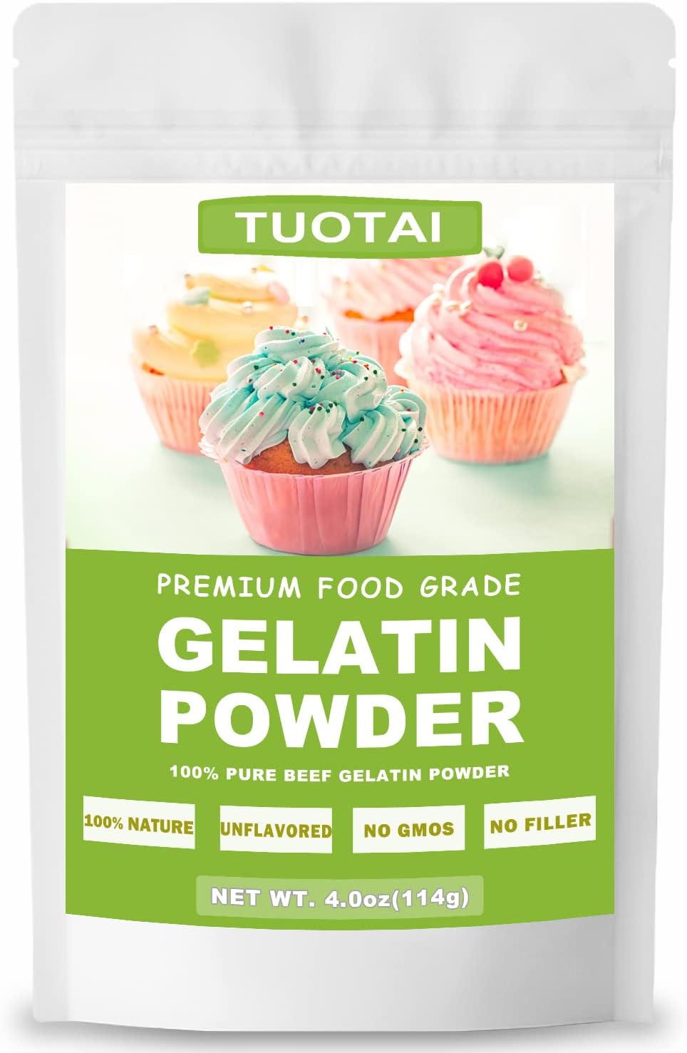 Unflavored Gelatin Powder, 4 Ounces, Food Grade Gelatin Powder for Cake, Jelly, Marshmallow and Baking Food