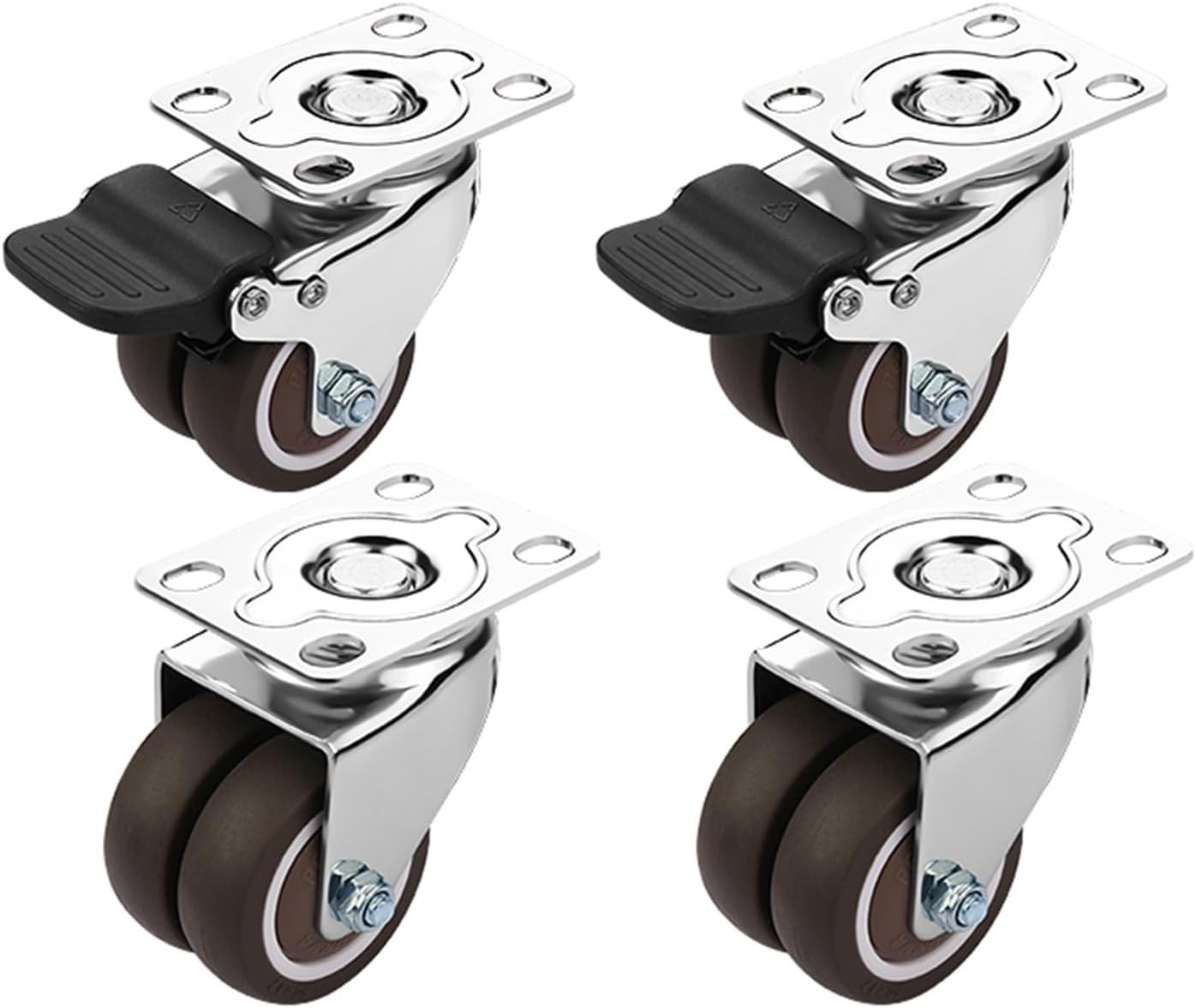SBCC Universal Wheel Silent Wheel, Trolley Wheel with Brake, 1.5 Inch, 4 Casters (Color : B)