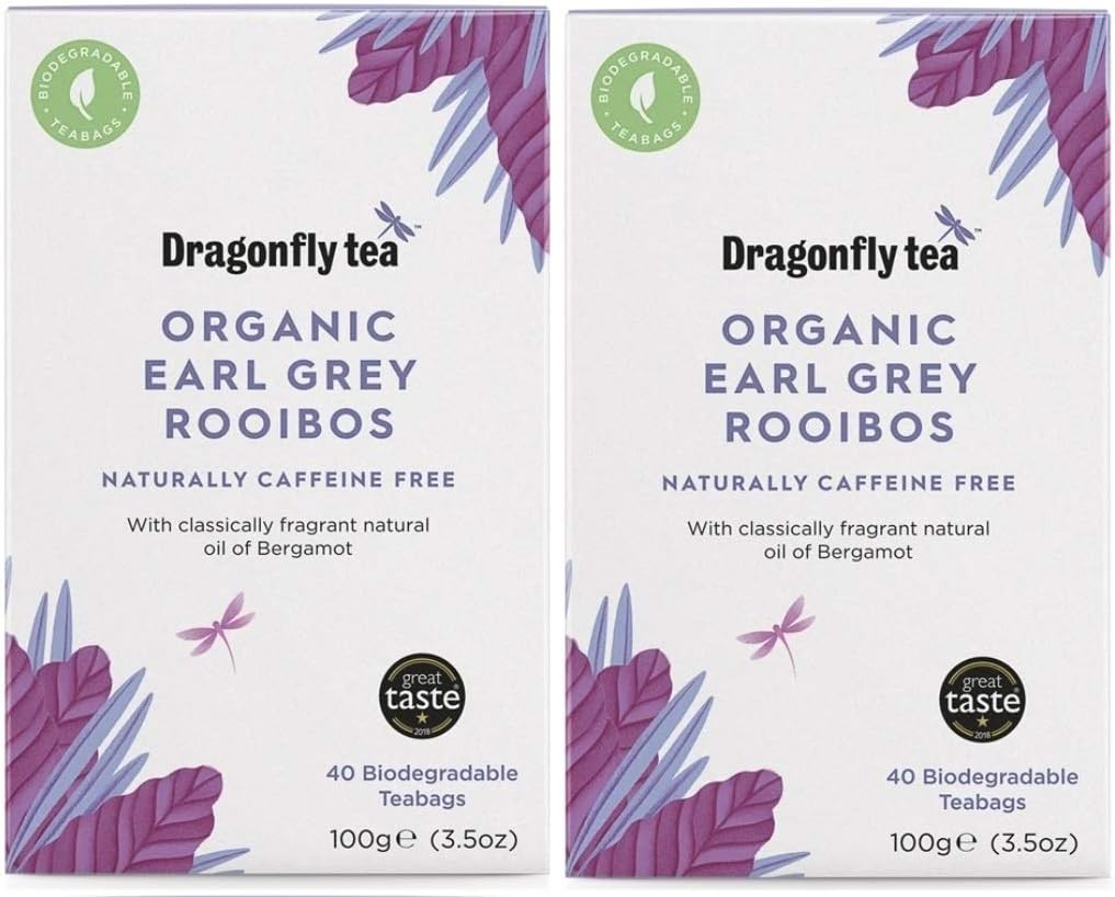 (2 Pack) - Dragonfly Tea - Earl Grey Rooibos Tea | 40 Bag | 2 PACK BUNDLE