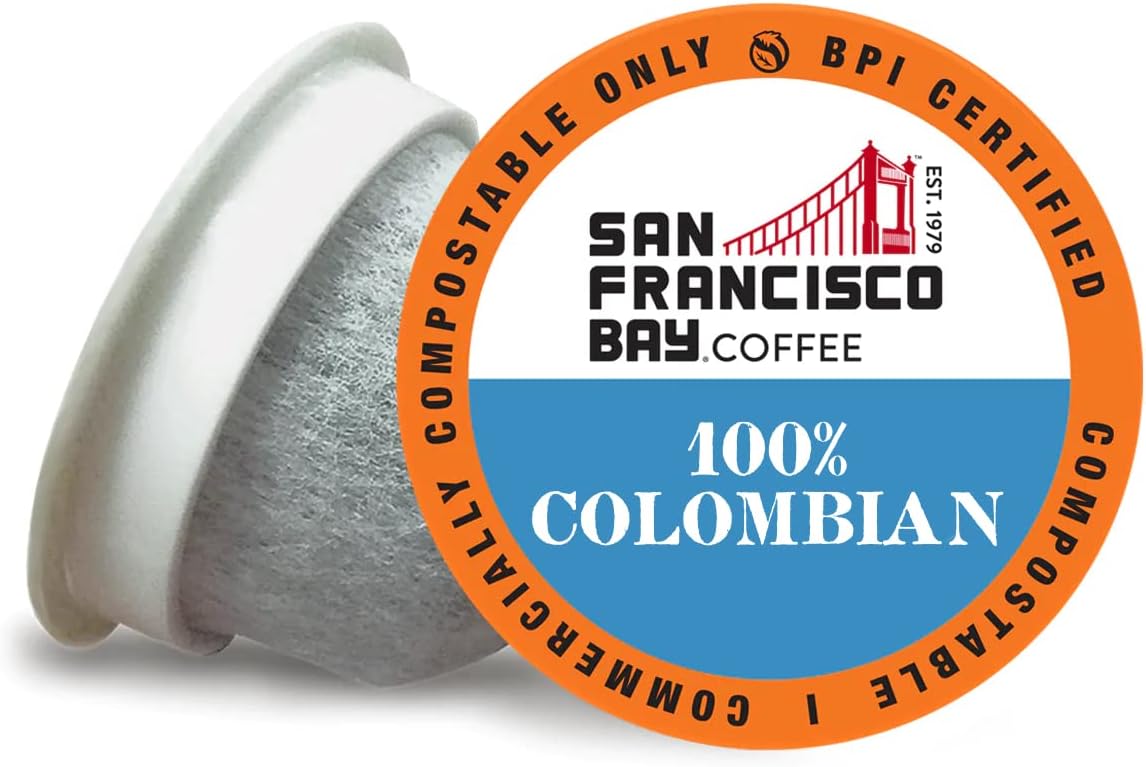 San Francisco Bay Compostable Coffee Pods - 100% Colombian (80 Ct) K Cup Compatible including Keurig 2.0, Medium Roast