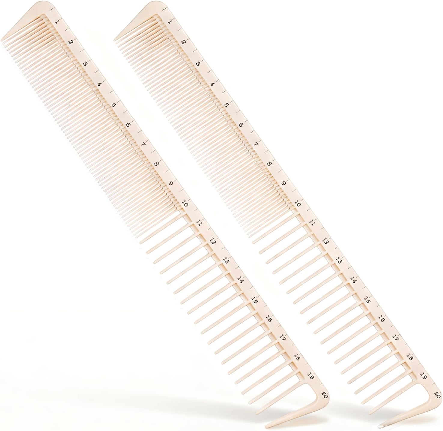 2PCS Hair Cutting Combs with Ruler Measurements, Anti-Static Professional Barber Comb for Salon, Hair Stylists and Barbers, Fine Cutting Combs