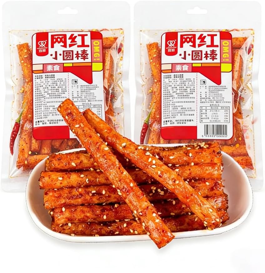 Fraunitsh Spicy Latiao Strips, 2 Pack Latio Sticks, Chinese Snacks, 辣条，大辣棒，62g/2.18oz per Pack