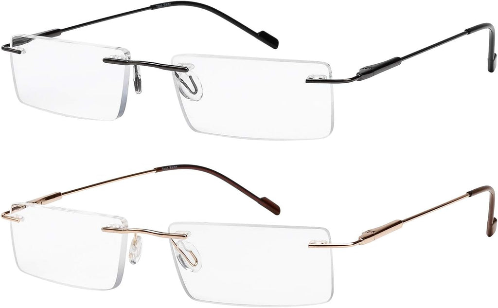 Success Eyewear Reading Glasses 2 Pair Rimless Ultra Lightweight Readers for Men and Women