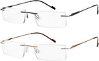 Success Eyewear Reading Glasses 2 Pair Rimless Ultra Lightweight Readers for Men and Women