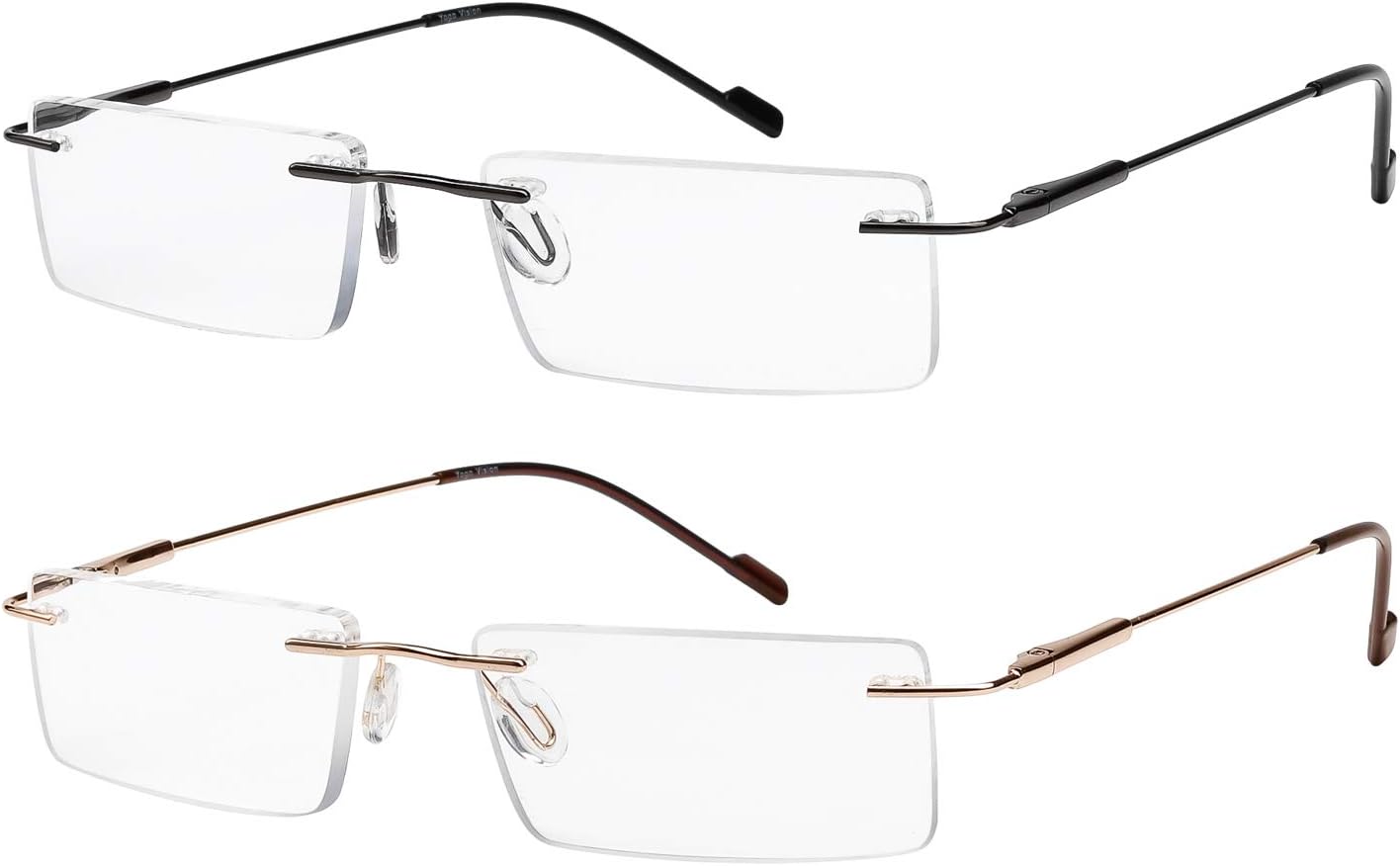 Success Eyewear Reading Glasses 2 Pair Rimless Ultra Lightweight Readers for Men and Women