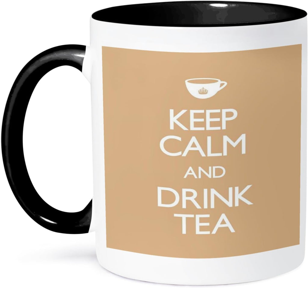 3dRose Keep calm and drink tea 11oz Two-Tone Black Mug