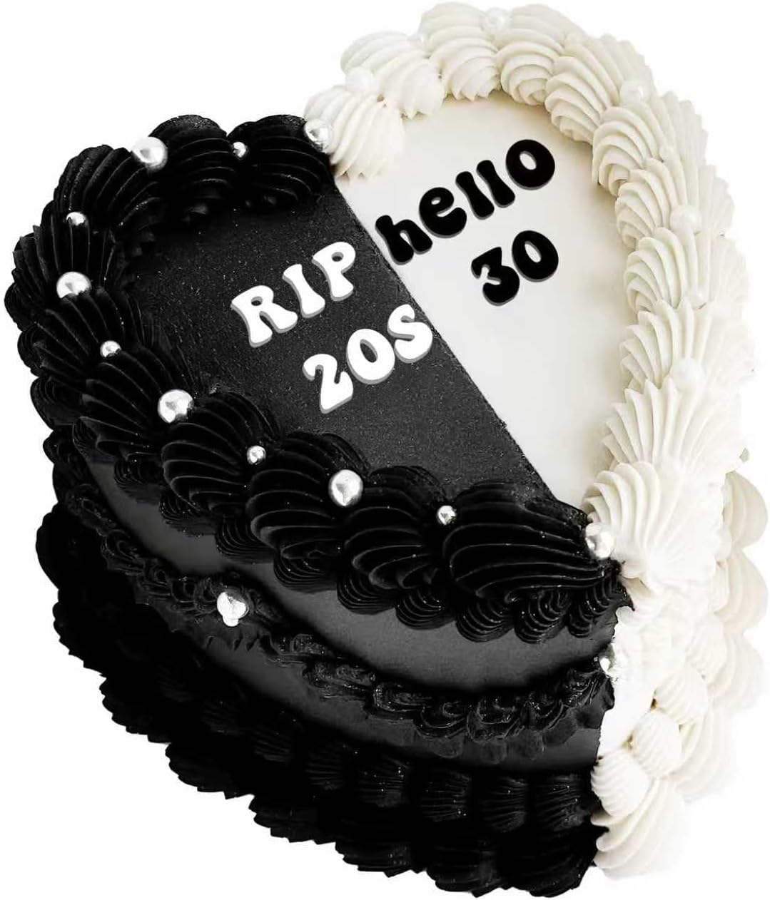 RIP 20s Hello 30 Cake Topper – Black Acrylic Death to My 20s Birthday Cake Decoration, Funny 30th Party Decor for Her, Funeral for My Youth, Dirty Thirty Gothic Cake Topper (white black)