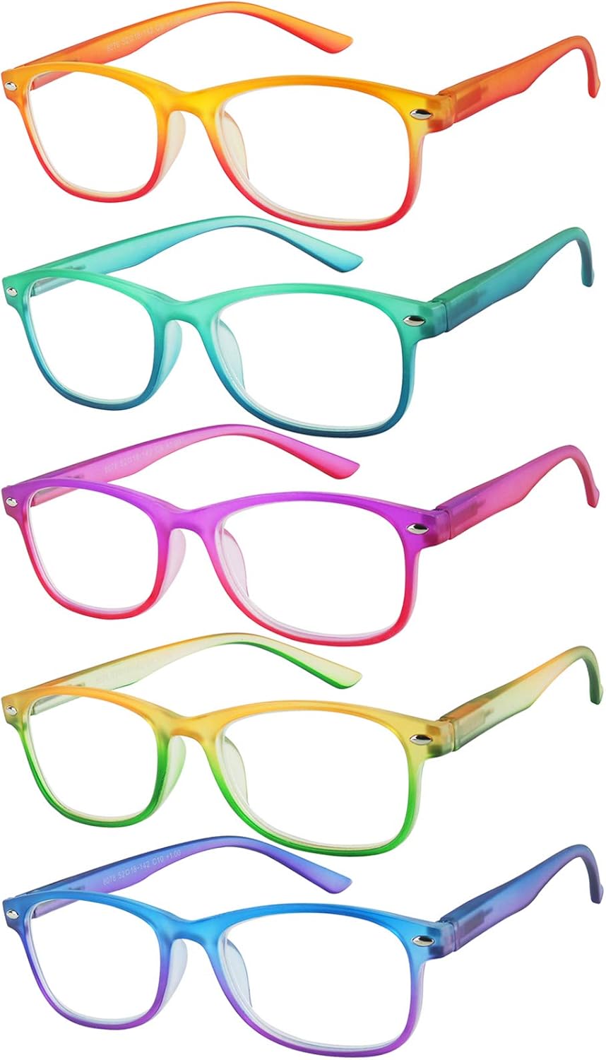 Yogo Vision Blue Light Reading Glasses for Men and Women Two Tone Havana Rectangle Readers Set of 5