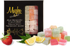 Mughe Gourmet Turkish Delight Candy Gift Box - 13.05oz/370g - Halal Vegan Lokum Fruit Flavors Rose, Strawberry, Lemon, Orange, Mint - Gifts for Special Occasions, Halloween, Christmas, Birthdays