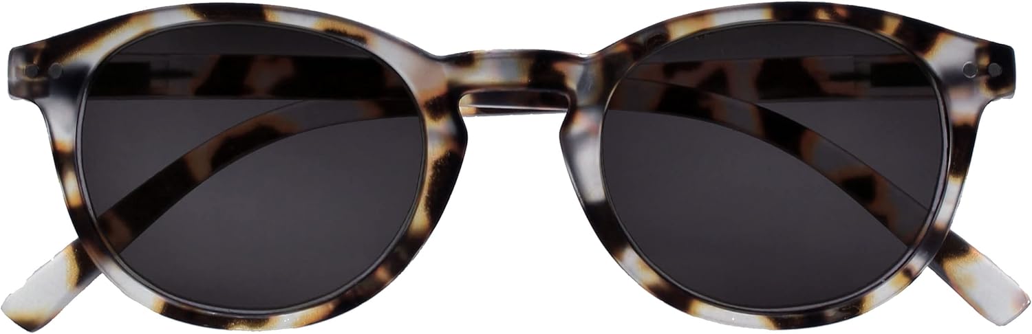 OPULIZE ZEN Reading Sunglasses for Women Men,Tinted Lens with UV400 Protection,Scratch Resistant Round frame with Spring Hinges, Matt Light Brown Tortoiseshell +2 (Pack of 1)