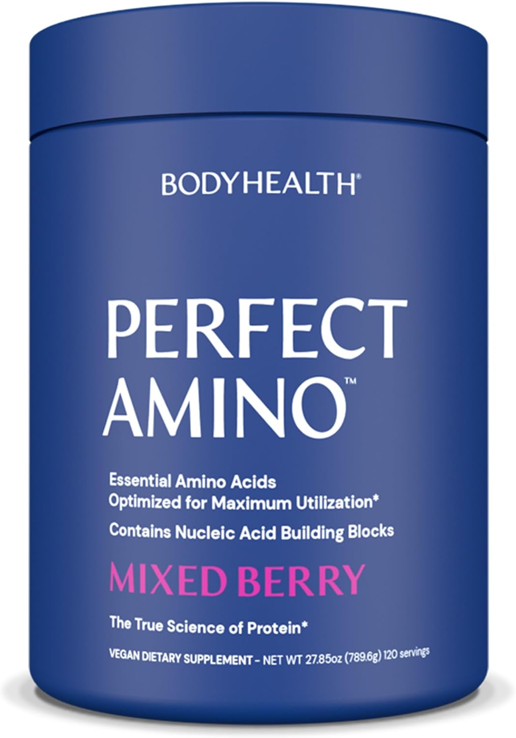 BodyHealth PerfectAmino Powder - BCAA and EAA Powder for Pre and Post Workout - Amino Acid Energy Drink for Men and Women to Support Lean Muscle and Recovery - Mixed Berry - 120 Servings