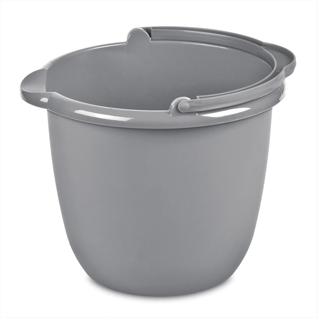 10 Qt. Spout Pail Classic Titanium,Gray Plastic Bucket with Pour Spout and Handle for Cleaning, Mopping, Gardening