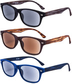 EYEGUARD 3 Pack Unisex Classic of Style Sunglasses Readers Outdoor Reading Glasses for Men and Women 2.00 - Not Bifocals