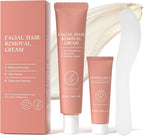 Facial Hair Removal Cream for Women, 2-in-1 Gentle Face Hair Removal Cream with Soothing Cream, Depilatory Creams for Sensitive Skin, Face Chin Upper Lip Hair Remover for Smooth Soft Skin, 2.03 Fl Oz