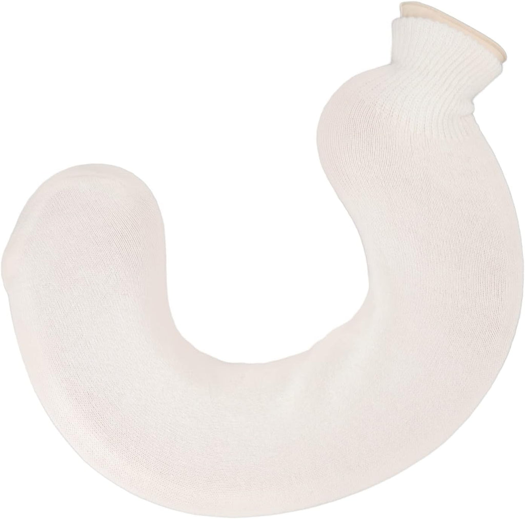 1L Rubber Hot and Cold Water Bottle U Shaped Hot Water Bag with Soft Cover Soft Water Neck Shoulder Hot Water Bottle (Beige Pure Color)