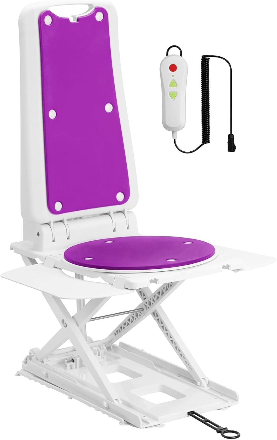Portable Floor & Bath Lift ，Lightweight Foldable IP68 Waterproof Lift for Seniors，Electric Chair Lift, Remote Control Floor Lift with Padded Backseat, Bathtub Lift Elderly from Floor (Purple)