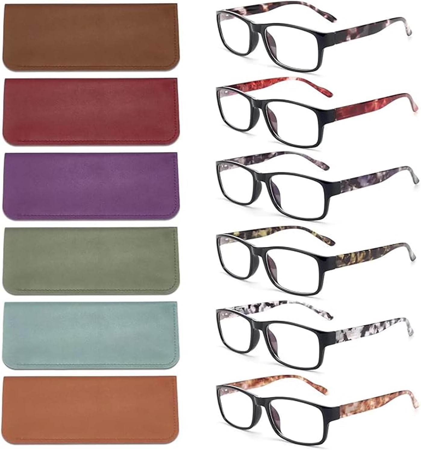 BLS BLUES Reading Glasses for Women/Men Blue Light Blocking, Fashion Readers Anti Eye Strain/Migraine Eyeglasses 6 Packs/Case