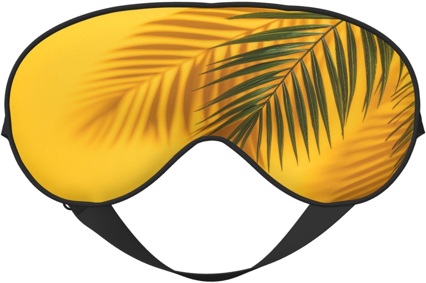 Minimalist Summer with Yellow Palm Leaf Shadow Sleep Mask Eye Mask with Adjustable Strap, Eye Sleep Shade Cover Blocks Light for Women Men Airplane Travel Nap Meditation