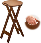 Solid Wood Counter Height Bar Stools Foldable Kitchen Stools Bamboo Barstools with Footrest Portable Stool with Built-In Handle Breakfast Stools 17 24 inch Wooden Stool for Outdoor/Indoor Home Bar(Sea