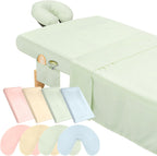 VitalCozy 24 Pcs 8 Sets Massage Table Sheets Set Include Massage Bed Sheets Massage Bed Cover Massage Face Rest Cover Spa Bed Cover Washable Massage Fitted Sheet for Hair Salon Spa (Light Color)