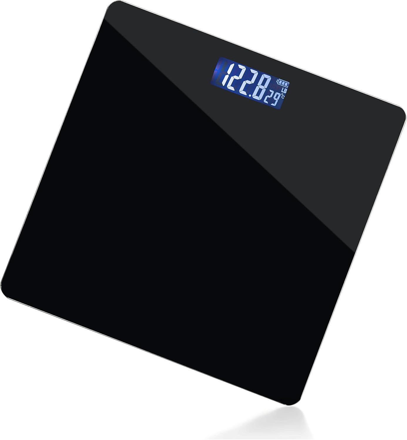 Moss & Stone Black Digital Bathroom Scale for Body Weight, Smart Step-On Technology, Backlit LCD Display, High Accuracy Weight Scale 400lb/180kg, Glass Slim Design, Auto On/Off, Home Use
