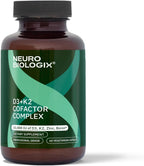 Neurobiologix Vitamin D3 + K2 Cofactor Complex, High Potency 10,000 IU Vitamin D3 K2 MK-7 Zinc & Boron, Bone Strength, Cardiovascular Sup, 60 Capsules