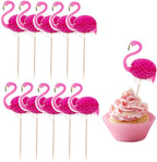 50 Pcs Cupcake Toppers 3D Flamingo Cupcakes Toppers Food Picks Party Cocktail Tropical Cupcake Picks Decoration