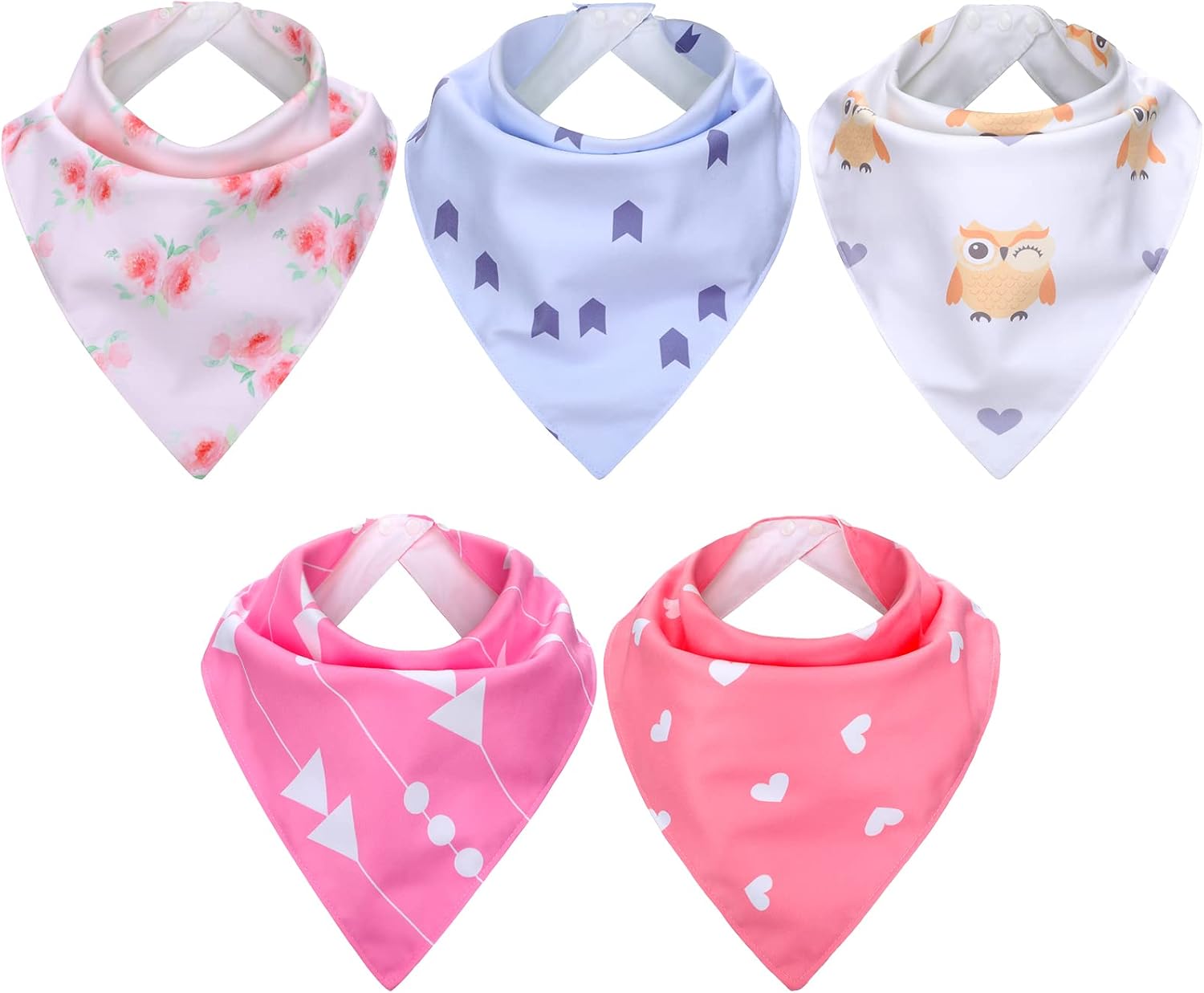 Janmercy 5 Pack Adult Drool Bandana Bibs Extra Large Soft Adjustable Absorbent Drool Bibs for Women Special Needs Unisex Men Valentine's Day