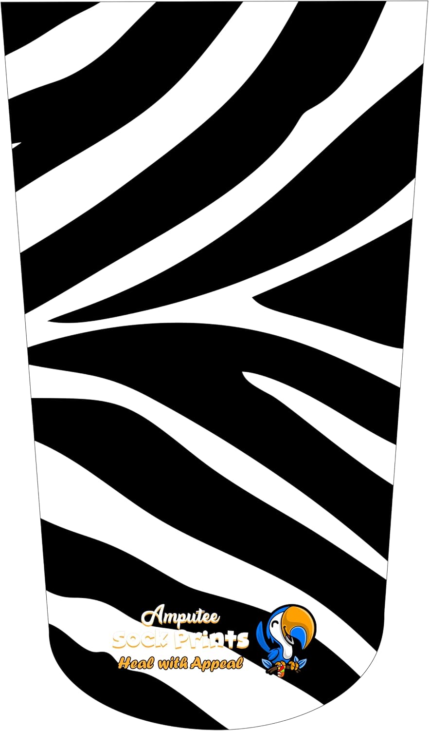 Heal with Appeal Amputee stump sock, Zebra Pattern V1, 3Ply stump sock