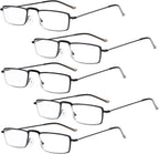 Eyekepper 5-Pack Straight Thin Stamped Metal Frame Half-Eye Style Reading Glasses Readers Black +1.5