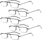 Eyekepper 5-Pack Stainless Steel Frame Half-eye Style Reading Glasses Readers Black +0.75