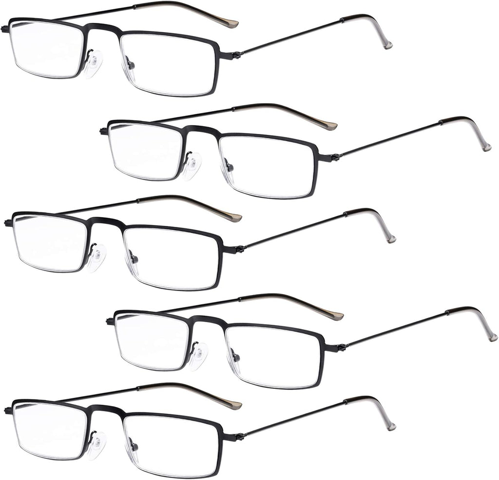 Eyekepper 5-Pack Stainless Steel Frame Half-eye Style Reading Glasses Readers Black +1.0