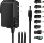 GuanTing Universal AC Adapter 6V 2A Power Supply with 8 DC Plug Tips AC110V to DC6V Power Driver for Digital Blood Pressure Monitor 6v Charger Transformer AC DC Adapter (DC6V-2A)
