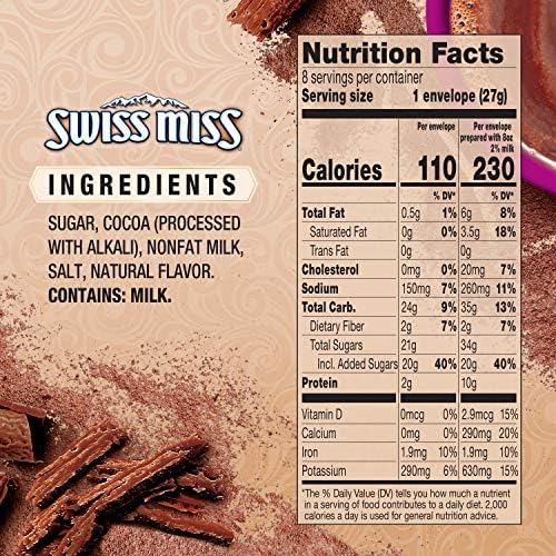 Swiss Miss Simply Cocoa Dark Chocolate Flavored Hot Cocoa Mix, 8 Count Hot Cocoa Mix Packets