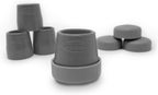 Bundle: Top Glides Steel-Reinforced 1 1/8" Rubber Tips and Glide Covers (Gray/Gray)