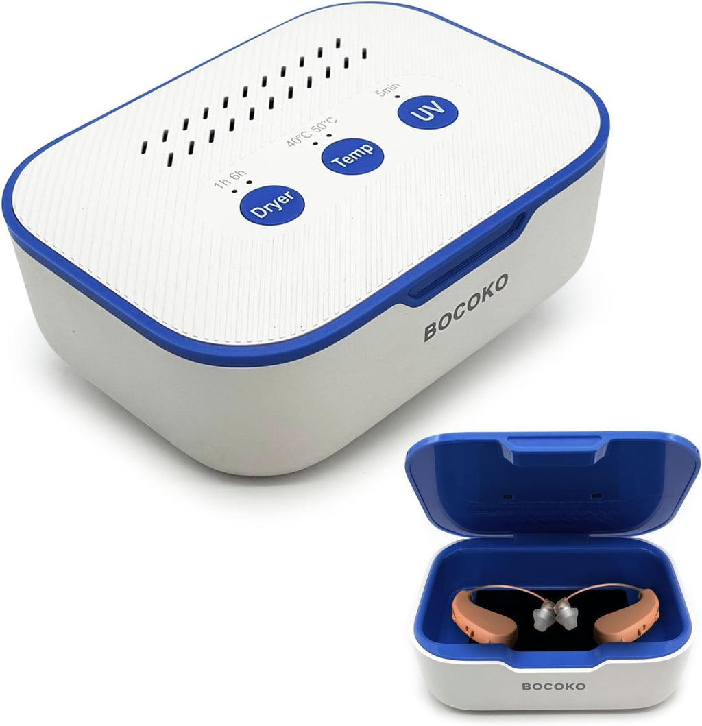 Electronic Ultra Violet C Hearing Aid Dehumidifier Automatic Dryer Case for Hearing Amplifier Removes Sweat & Moisture from Hearing Aids